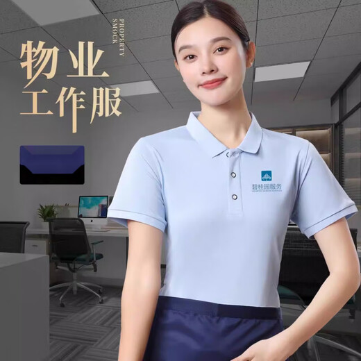 He Jiagong Country Garden Property Workwear T-shirt Customized Logo Thin Summer Ice Silk Enterprise Group POLO Short-sleeved Worker 677 Light Blue Country Garden S x Short-sleeved
