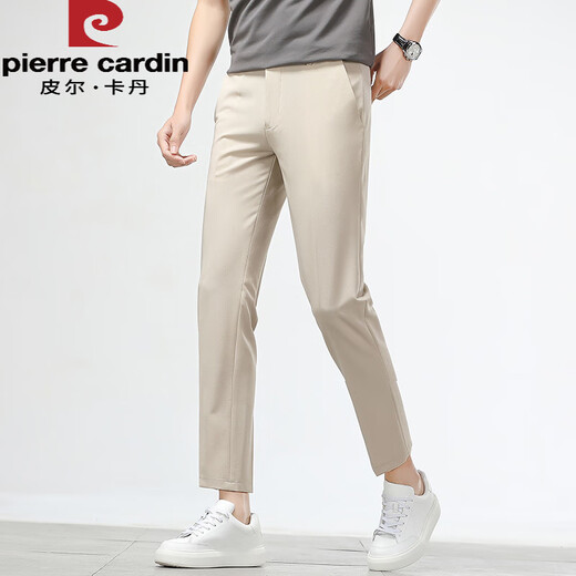 Pierre Cardin (Pierre Cardin) pantalones delgados de verano para pantalones recortados para hombres para niños pantalones casuales de pie delgado recto Pantalones de traje profesional 9921 Negro 32
