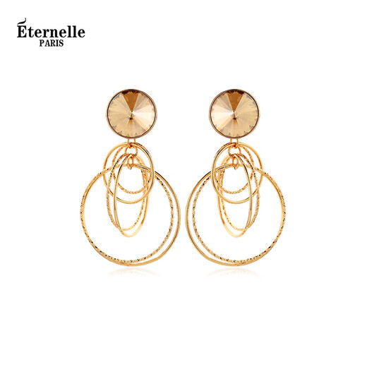 Eternelle French Eternal European and American Retro Earrings 2025 New Trendy Earrings Niche Design Circle Earrings Champagne Color