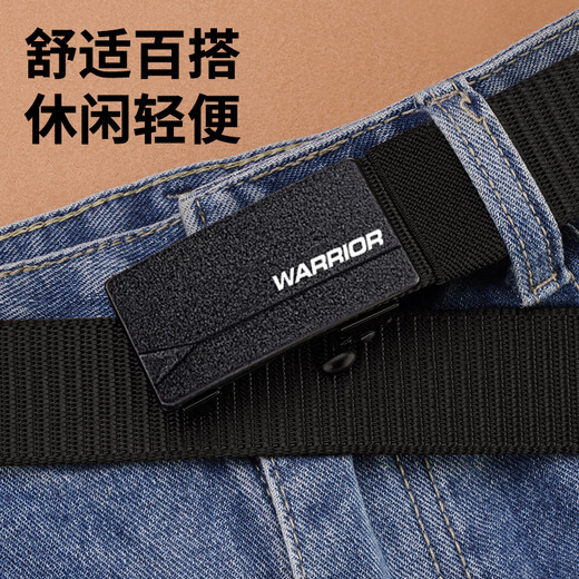 Zuverlässiger Belt Herren -Leinwand geflochtener Gürtel Casual und vielseitig Innenverkleidung Automatische Schnalle Student Military Training Nylon Jeansgürtel Schwarz [robust und langlebig, zehn Jahre Garantie] 120 cm