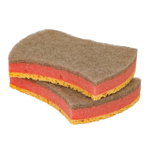 Xiaoqiniu natural wood pulp cotton scouring wipes 2 pieces/bag kitchen scouring pad dishwashing sponge, not easy to get oily when washing pots and dishes, wood pulp cotton sponge wipes with three layers and thickening, 4 pieces