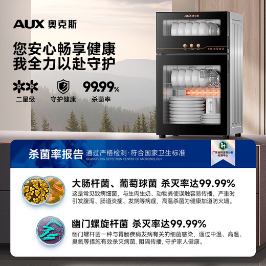 AUX Disinfection Cabinet Household Vertical Disinfection Cupboard Two-Star Drain-Free Disinfection Cabinet Kitchen Tableware Tableware Tableware Tea Cup High-Temperature Disinfection Cupboard National Subsidy RTP60-V1