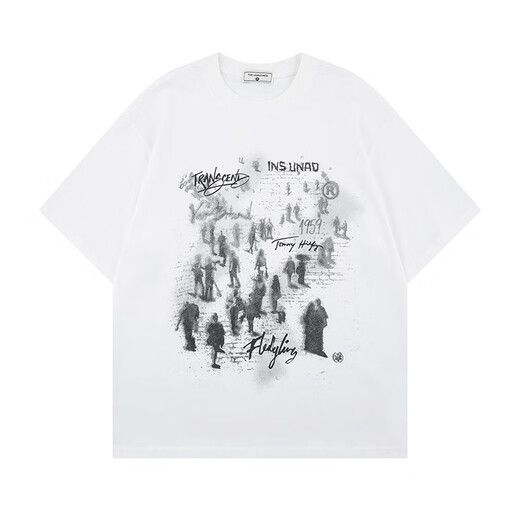 7 hochwertige Brief bedruckte kurzärmelige T-Shirts für Männer und Frauen für den Sommer New American Retro Casual Sport Trend Lose Paar Top xxjr-t1504 Black XL