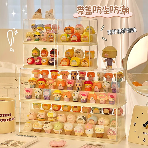 Yingsi style cute display box blind box display rack to store small ornaments hand-made display cabinet acrylic transparent dust-proof storage box large custard 2 pieces