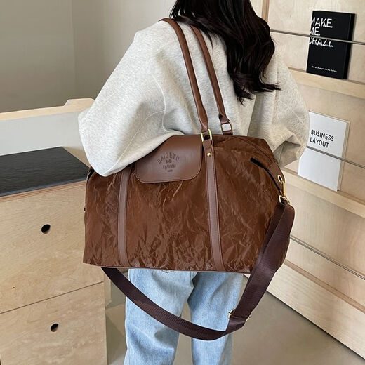 大容量手提短途旅行包行李包女时尚轻便手提包游泳出差健身收纳袋 白色【升级加厚】