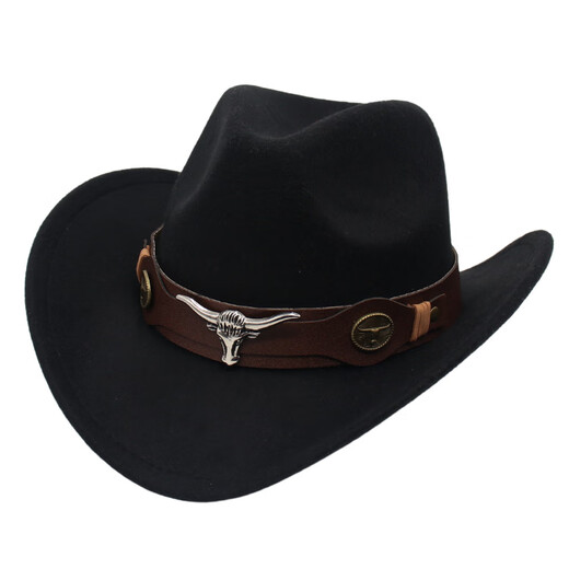 Jiangzi Guoluo Tibetan Top Hat Western Cowboy Hat Cowhead Accessors FIENTO HATO NACIONAL HOMBRA Men y mujeres Brown (vaca denominación marrón) M Adulto (56-58 cm)