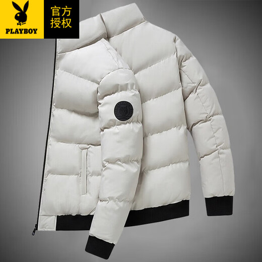 花花公子（PLAYBOY）棉衣外套男秋冬季韩版男士加绒加厚保暖棉服休闲青年棉袄上衣男装 1XM21/9922黑色 XL