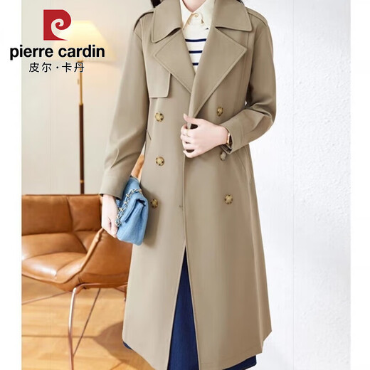 Pierre Cardin 2025 Herbst Neue Frauen mit mittlerer Länge mit einem super guten, schlängenden lockeren losen Jacke Khaki L 105-130jin [Jin entspricht 0,5 kg]