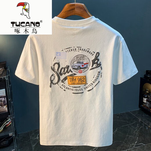 
Woodpecker (TUCANO) white T-shirt men's summer new high-end trend printed T-shirt American light luxury Xinjiang cotton comfortable short-sleeved T-shirt Black vest [HJ9906-1 sleeveless] 4XL suitable for 166-180Jin [Jin equals 0.5 kg]