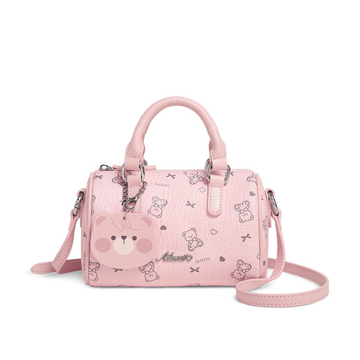Ai Luxi Bags for Women with Niche Design Pink Bear Presbyterian Bowling Boston Crossbody Bag Handbag Sweetheart Powder