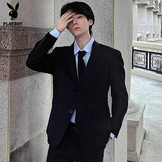 Playboy DK uniform Japanese men's black suit spring and autumn solid color graduation uniform casual formal suit jacket suit black suit only thin section M height 160-167CM, weight 95-115Jin Jin equals 0.5 kg