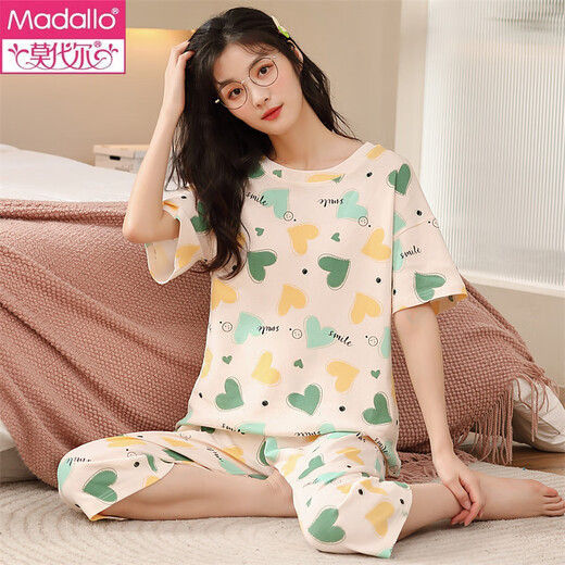 
Modal comfortable pajamas for women in summer spring and autumn short-sleeved cropped pants simple casual loose suit for women home clothes Short-sleeved cropped pants suit - Qi 679 M women Recommended 80-100 Jin [Jin equals 0.5 kg]