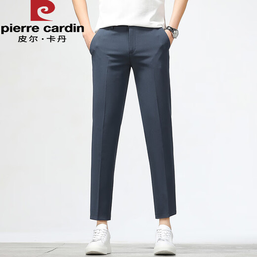 Pierre Cardin (Pierre Cardin) pantalones delgados de verano para pantalones recortados para hombres para niños pantalones casuales de pie delgado recto Pantalones de traje profesional 9921 Negro 32
