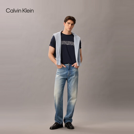 Calvin Kleinjeans25 Весна и летняя мужская повседневная пригородная припечатка CK Pure Print Pure Cotton Finted Forte Fort
