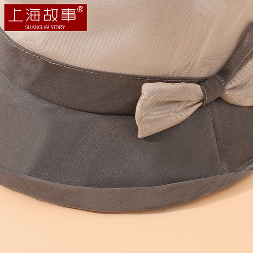 上海故事真丝遮阳帽女桑蚕丝帽子春夏季防晒防紫外线太阳帽妈妈礼物 奶茶
