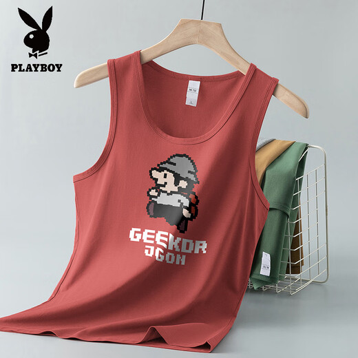 Playboy (Playboy) Modal Silk Chaleco de seda Fitness Summer Fitness Men's Summer Fold Vest rápida Strap Strap Strap Pixel Impres.