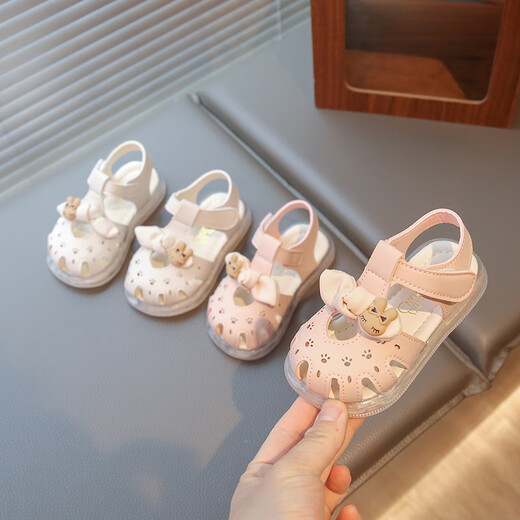 JOYNCLEON children's sandals, baby girl's soft-soled non-slip toddler shoes, children's toe-cap beach shoes, summer new baby shoes, white, 12.5 cm inner length