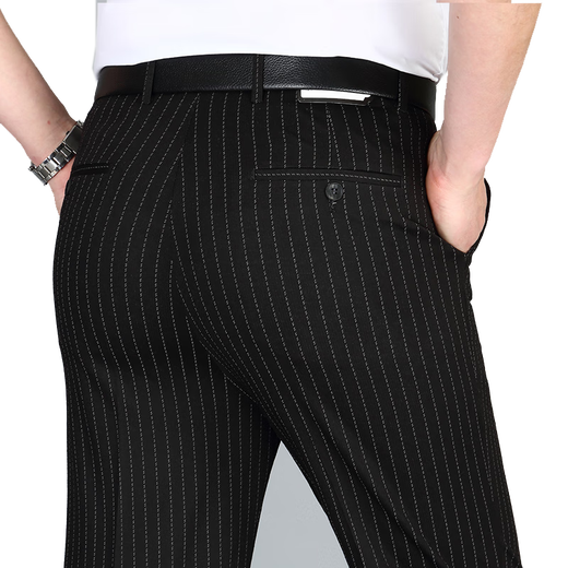 Pier Cardin Sommer Herren Mulberry Seidenhose gestreift Plaid Leinen mittleren Alters und ältere hohe Taille Lose Business Casual Formal Formale Herrenhosen 9902 Khaki M Größe 29 Taille 2,2 Fuß = 73c