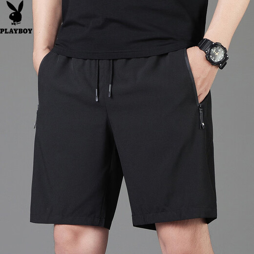 Playboy (Playboy) NEUE SOMME ICE SILDE SHOFTS FÜR MÄNGER UND MENTER AGE MEN Dünn lose, schnell trocknende Casualhosen Camouflage Sports Beach Hosen 7022 Camouflage Black One L (Empfohlen 100-120 Jin [Jin gleich 0,5 kg]))
