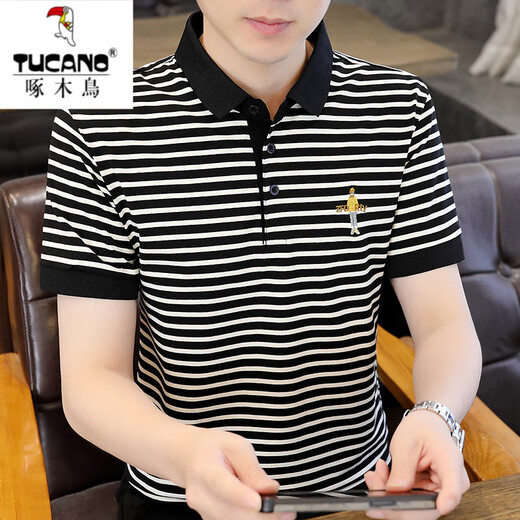 
Woodpecker (TUCANO) polo shirt men's short-sleeved summer thin fashion brand lapel t-shirt men's solid color casual and handsome necking half-sleeved clothes TBK5012 white 3XL 150-165Jin [Jin equals 0.5 kg]