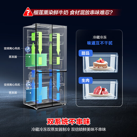 Rongsheng 501pro IDP odor-free cross four-door embedded first-level energy-efficiency variable frequency active sterilization dual-cycle dual-system smart refrigerator BCD-501WD3FPZ Gray