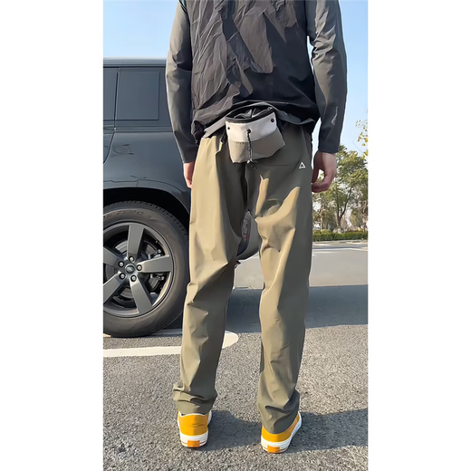 Wind lifting small triangle pants men's summer windproof waterproof quick-drying soft shell charge pants outdoor hiking and climbing work pants gray mist green XL
