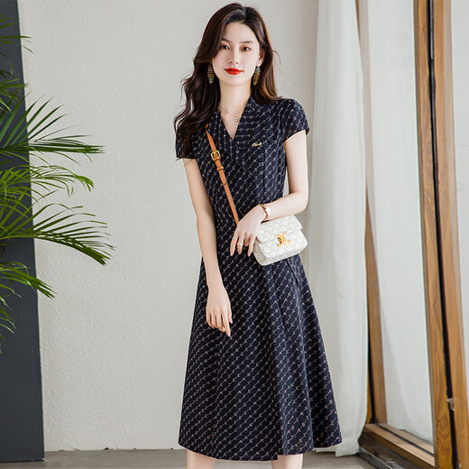 可蓓儿正式场合精致大方连衣裙女2025新款夏季轻奢高档品牌时髦裙子 L