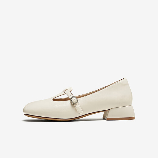 
Best 2025 autumn new Mary Jane shoes simple retro light mouth thick heel women's single shoes B9929CQ5 beige 35