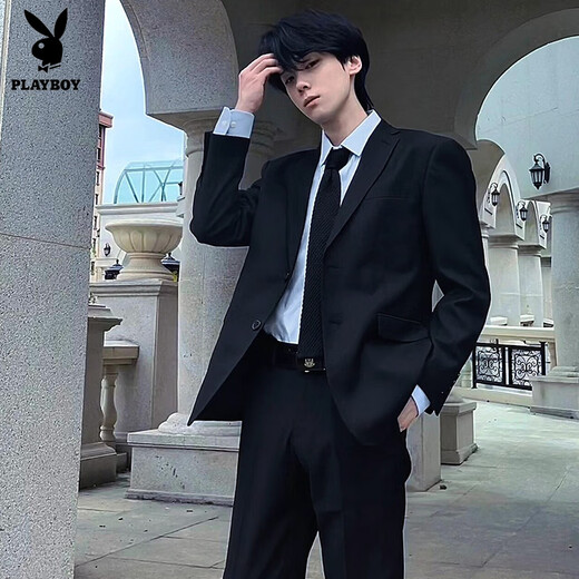 Playboy DK uniform Japanese men's black suit spring and autumn solid color graduation uniform casual formal suit jacket suit black suit only thin section M height 160-167CM, weight 95-115Jin Jin equals 0.5 kg