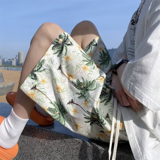 Japanese summer high street versatile shorts men's trendy brand five-point straight pants casual sports shorts white Yiku Factory 677 XL [120-135Jin[Jin equals 0.5 kg]]