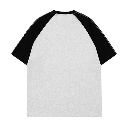 Dingfengbaoluo American T-shirt Men's Men's Summer Loose Contrast Couleur Couleur décontractée Hl74 White Grey M