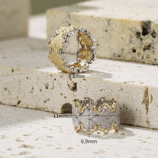 Chishe 18K gold ginkgo leaf contrasting lace passepartout pendant sweet and fresh ins necklace white gold main color + light gold edge pendant-customized