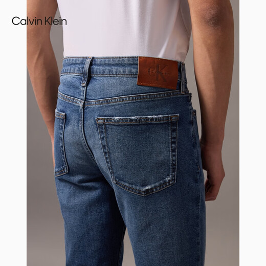 Calvin Kleinjeans 25 Frühlings- und Sommer Neue Herren-Casual-Pendler CK Hellblau Waschen Schlanke Jeans 4RB739G RG8-Denim Hell Blue 32