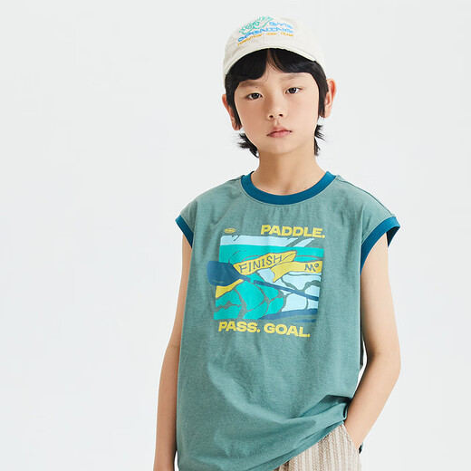 Mipo children's 25 summer sports vest, quick-drying, cool, antibacterial, breathable, elastic, boys' outdoor sports inner wear, green 160