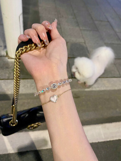 LZJV Chi slowly super flash full diamond zircon bracelet love bracelet for women high-end niche light luxury exquisite new style hand jewelry love chain bracelet