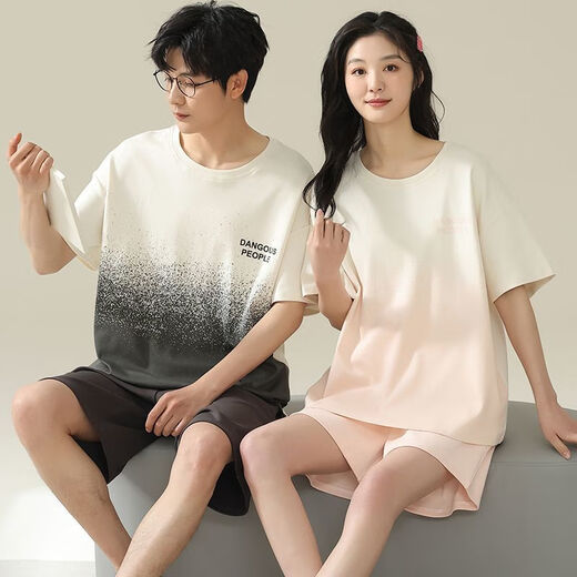 Modales Paar Pyjamas Sommer reines Baumwollkurzarmnacht für Frauen für Frauen süße koreanische Version Cartoons für Männer großer Heimbekleidungsanzug -686 m alleinstehende Frau