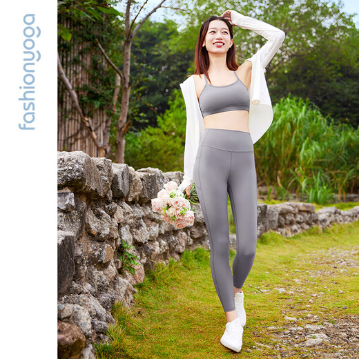 
Fan Sheng Yoga Exercise Fitness Cool Breathable No Smooth Sweat High Waist Slimming Butts With Beds Bringing Nine-point Yoga Pants FY15918 Spring Mud Gray M