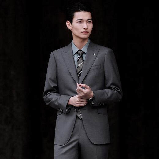 Angel Bird Suit Men's Australian Wool Men's Fashionable Formal Wool Suit Jacket Commuting Suit Pants Iron Gray 48 B(175/100) /Please note waist or trousers