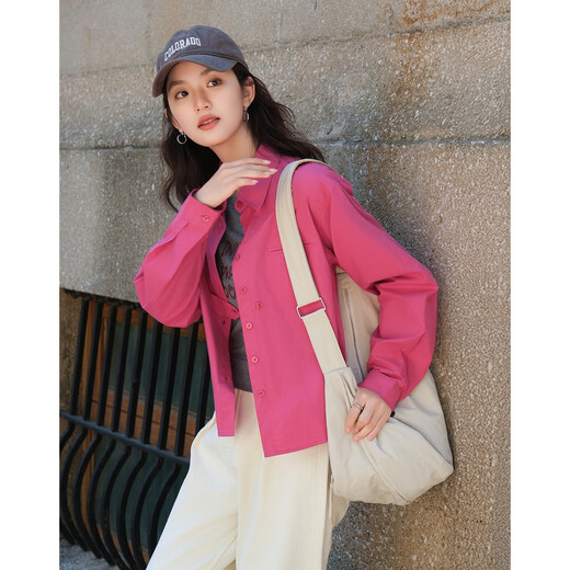 Demana pure cotton dopamine spring retro design lapel long-sleeved shirt comfortable flesh-covering shirt women's top