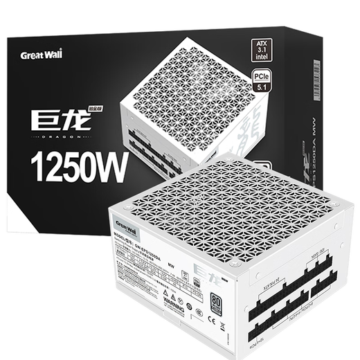 GreatWall Dragon Power Gold Medal Full Mode Desktop Computer Power Supply Platinum Dragon 1250W White ATX3.1