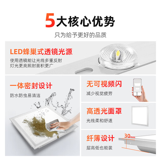 The best flat panel light 600x600 integrated ceiling light gusset light grille ceiling panel light engineering office lighting white light-48-W 600*600