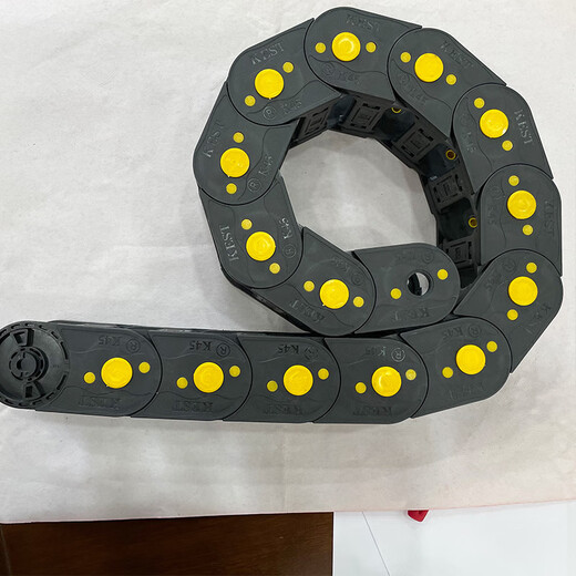 Customized factory direct supply inner height 45 yellow dot drag chain plastic nylon tank chain bridge type closed type open on both sides 45*100