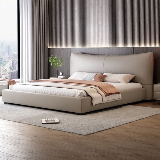 Munich Chanel leather bed, double bed 1.8m 2m Italian light luxury master bedroom, large bed, wedding bed storage bed 675