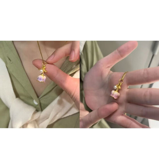 2025 New Purple Rose Necklace Eternal Flower Unexpandable Beautiful Light Luxury Necklace Small Fresh Niche Rose M1156 Pink Rose Necklace