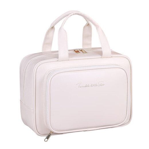 Yinuo cosmetics storage bag classification multi-layer patch pocket cosmetic bag women's portable large capacity high-end hand wash bag patch pocket large capacity classified storage milk apricot white