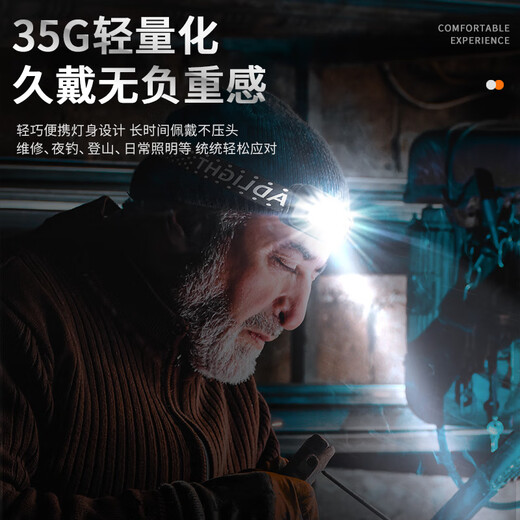山头林村头灯强光充电超亮头戴式夜钓鱼照明户外超长续航超轻感应小手电筒 标准版-无感应-9900w:5小时:四档
