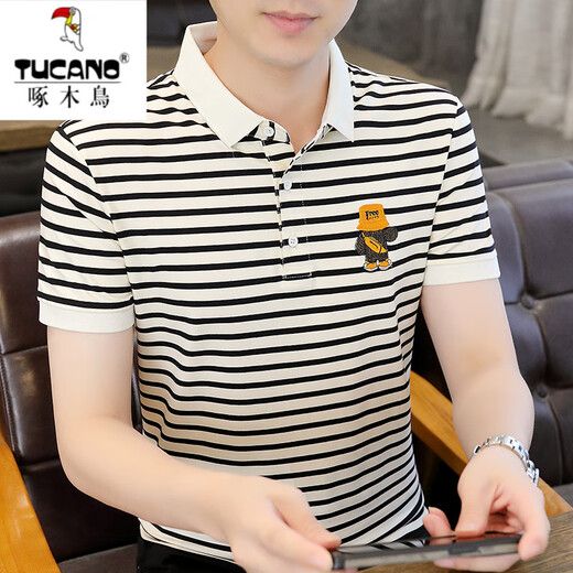 
Woodpecker (TUCANO) polo shirt men's short-sleeved summer thin fashion brand lapel t-shirt men's solid color casual and handsome necking half-sleeved clothes TBK5012 white 3XL 150-165Jin [Jin equals 0.5 kg]