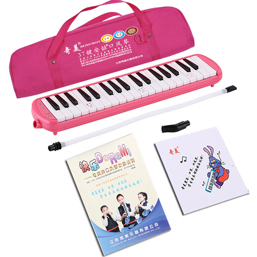 Qimei 37-Key-Unterrichtsempfehlung Oxford Stoff Weichbeutel Orgel Anzhe (Pink, Blowing-Anweisungen)