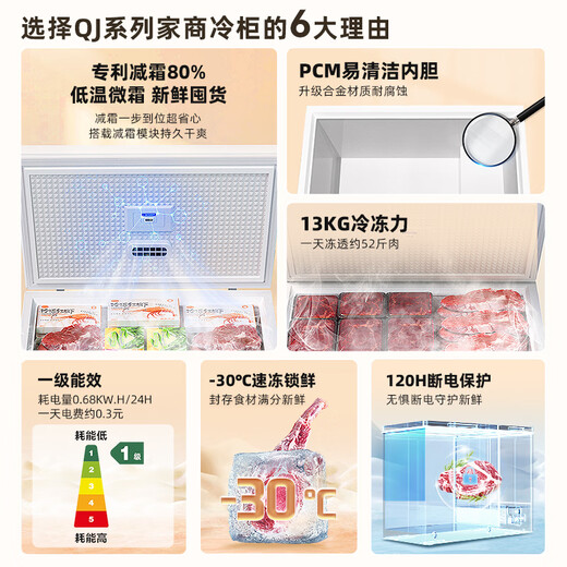 Xingx (XINGX) 300 liters household frost-reducing and odor-free freezer, refrigeration-freezer conversion freezer, energy-saving top-opening refrigerator, BD/BC-300QJ national subsidy