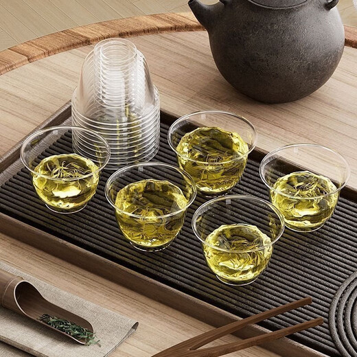 Disposable tea cup, thickened heat-resistant Kung Fu tea cup, high-end transparent crystal cup, office reception cup, tea cup, 200 pieces (60ml)